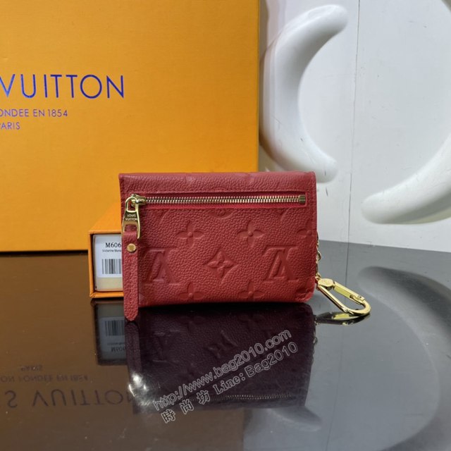 LV專櫃新款錢包 路易威登Monogram Empreinte皮革零錢包 M60633 LV紅色鑰匙包  ydh4422
